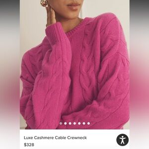 Nadaam Luxe Cashmere Cable Crewneck Sweater - Pink